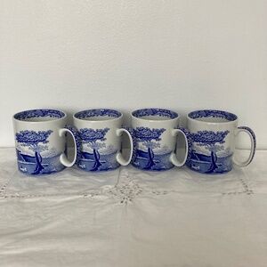 Set of 4 SPODE Blue Italian Coffee Mugs